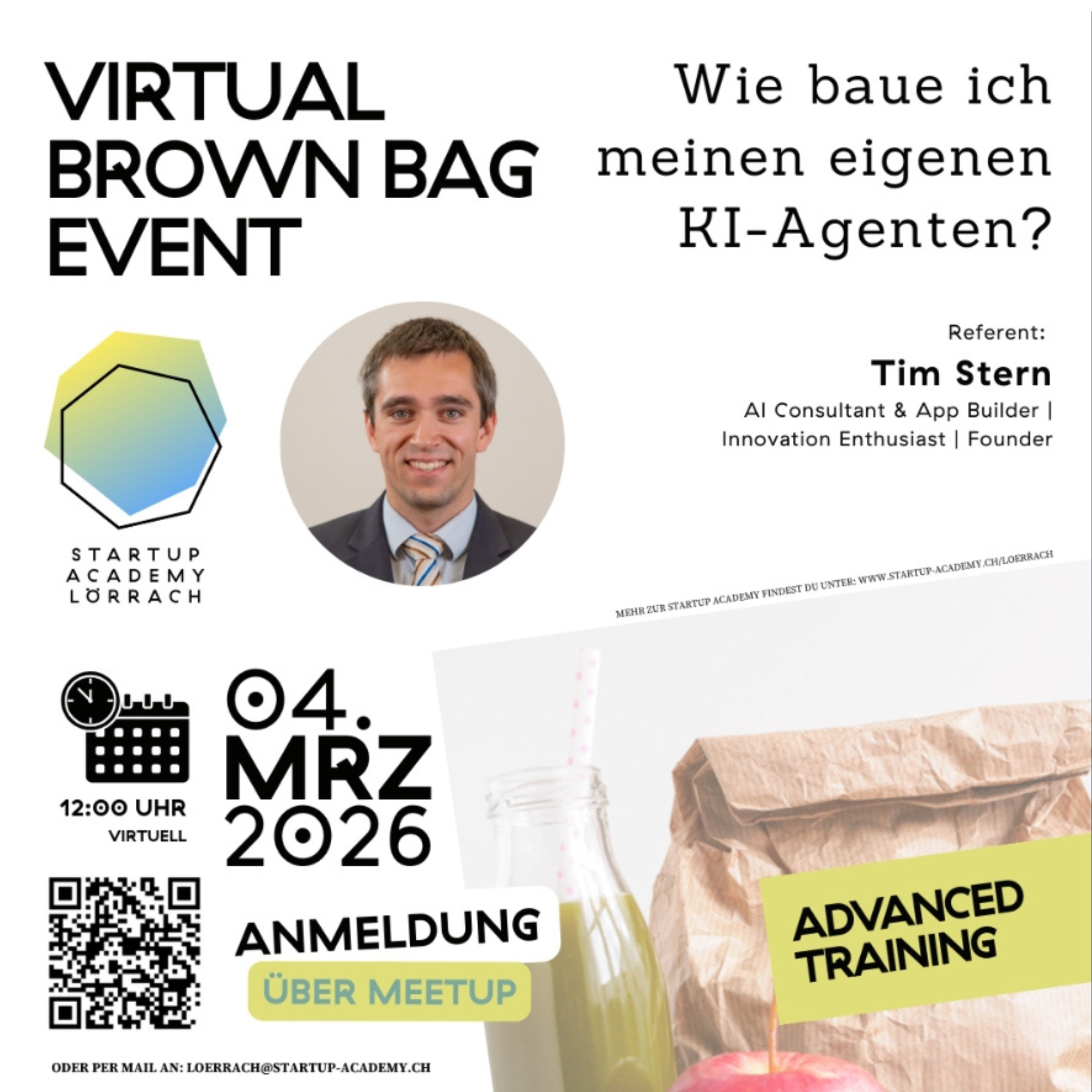 Startup Academy Lörrach: Virtual Brown Bag – Wie baue ich meinen eigenen KI-Agenten?​