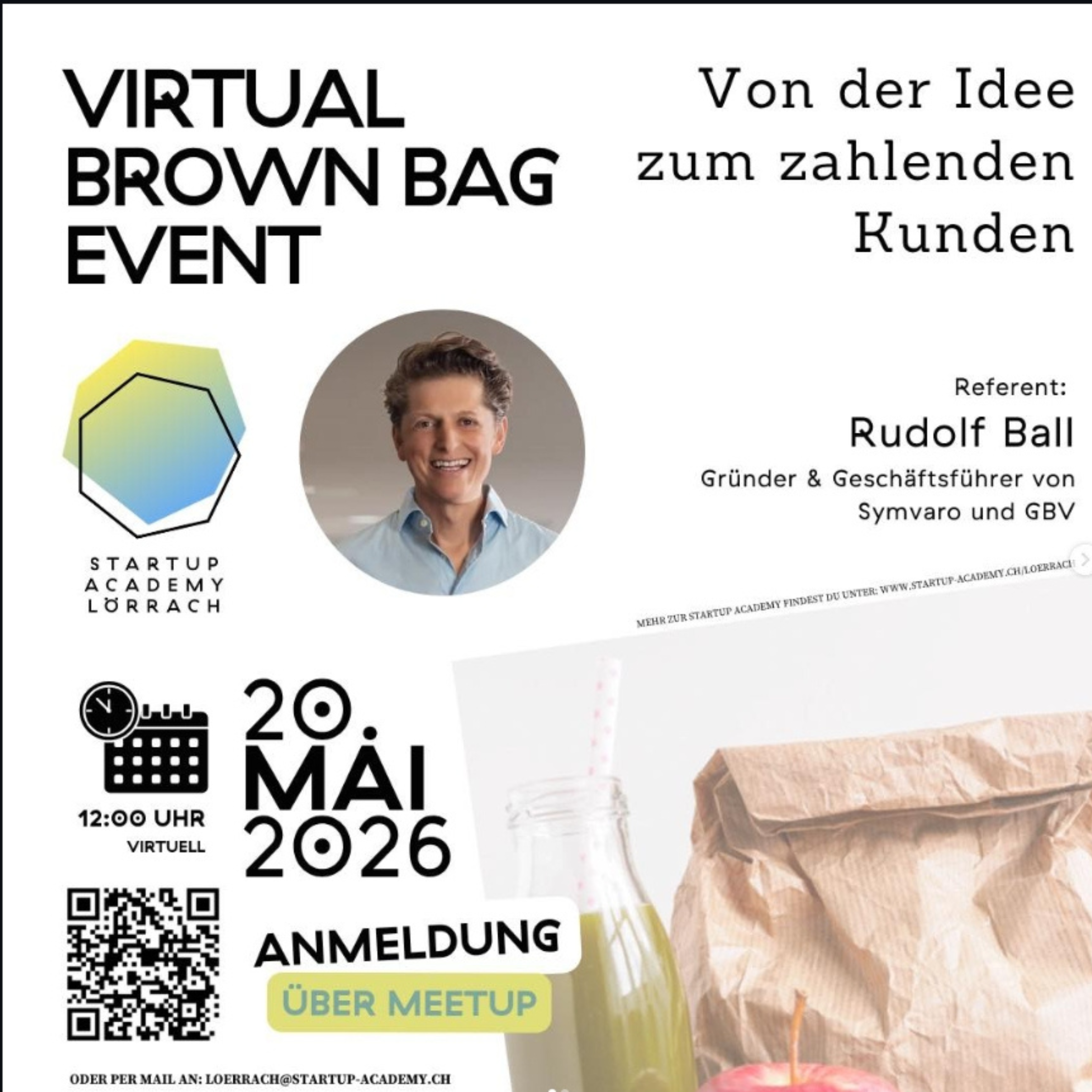 Startup Academy Lörrach: Virtual Brown Bag – Von der Idee zum zahlenden Kunden